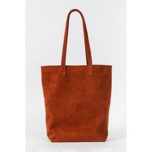 BAGGU Natural Milled Leather Tote Bag - Burnt Orange / Cognac - Made in USA